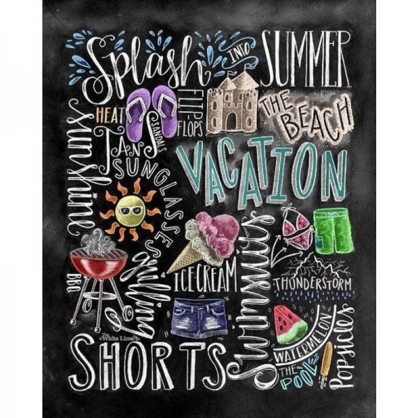 Volledige boor - 5D DIY Diamond Painting Kits Blackboard Summer