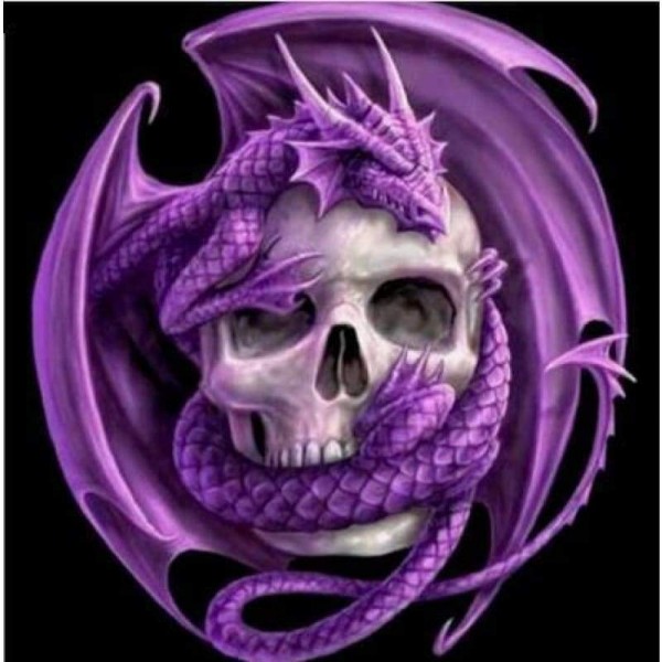 Volledige boor - 5D DIY Diamond Painting Kits Purple Dragon Skull