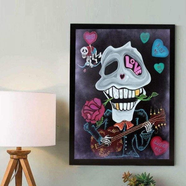 Volledige boor - 5D DIY Diamond Painting Kits Cartoon Flower Skull for Love