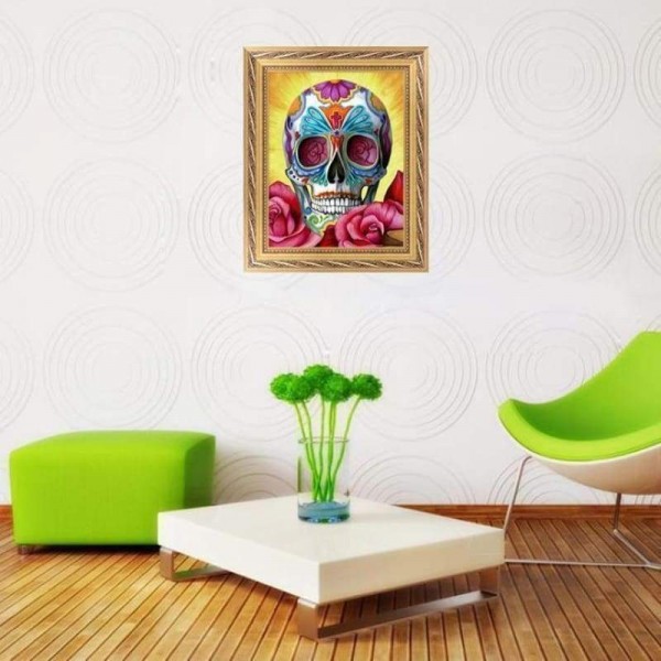 Volledige boor - 5D DIY Diamond Painting Kits Kleurrijke bloemenschedel