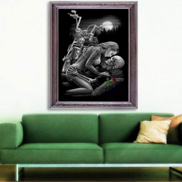 Volledige boor - 5D DIY Diamond Painting Kits Sexy zwart-witte schedel en schoonheid