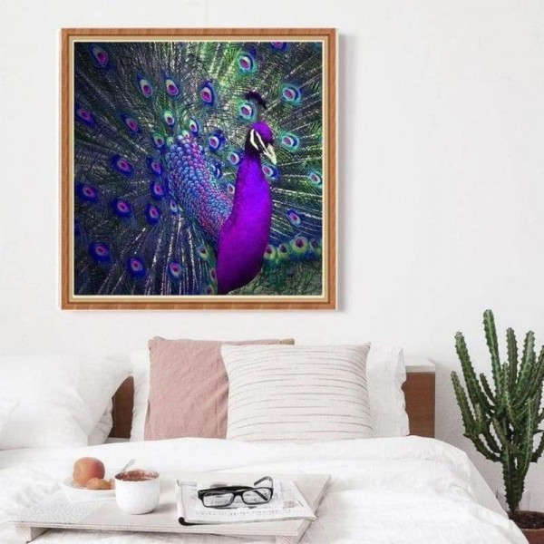 Volledige boor - 5D DIY Diamond Painting Kits Paarse en blauwe olieverfstijlen Peacock