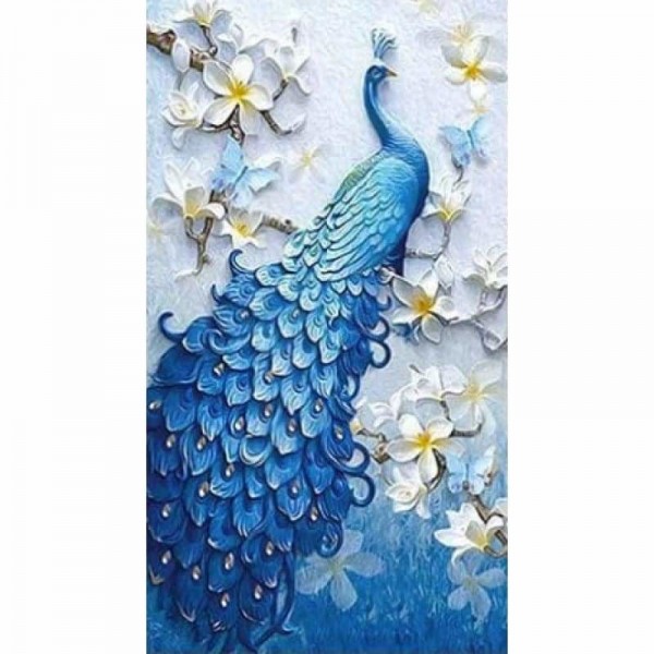 Volledige boor - 5D DIY Diamond Painting Kits Mooie blauwe delicate pauw Volledige boor - 5D DIY Strass