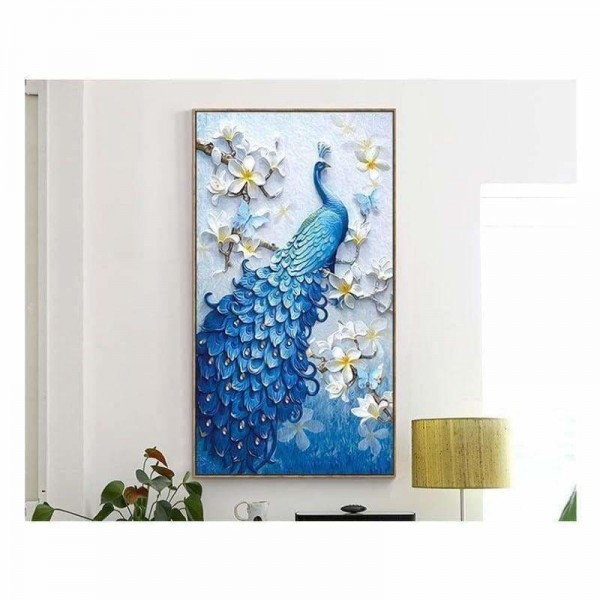 Volledige boor - 5D DIY Diamond Painting Kits Mooie blauwe delicate pauw Volledige boor - 5D DIY Strass