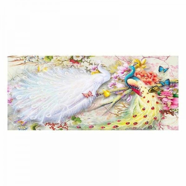 Volledige boor - 5D DIY Diamond Painting Kits Dream Cartoon witte en gouden pauwen