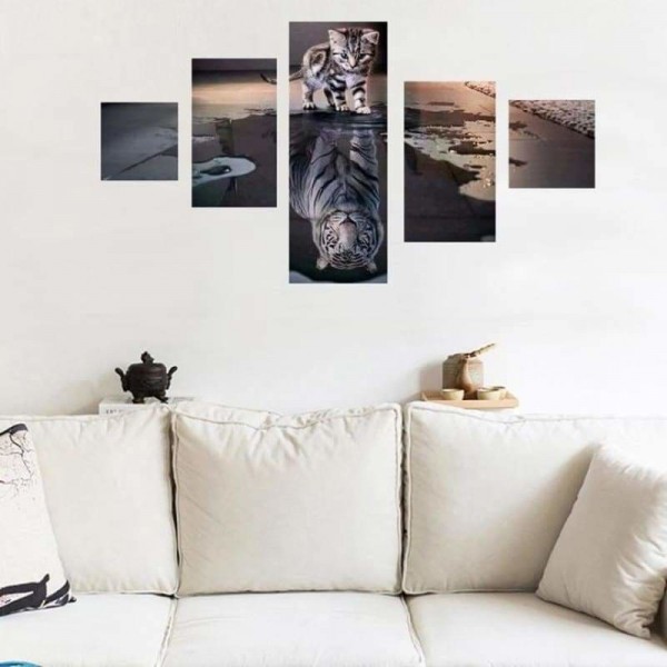 Volledige boor - 5D DIY Diamond Painting Kits Multi Panel Modern Art Cat