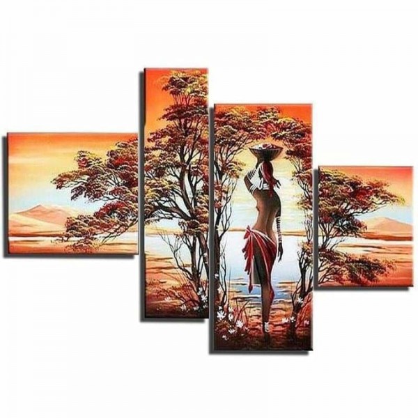 Volledige boor - 5D DIY Diamond Painting Kits Prachtig portret met meerdere panelen van personages