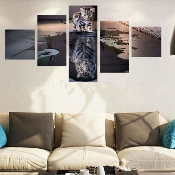 Volledige boor - 5D DIY Diamond Painting Kits Multi Panel Modern Art Cat