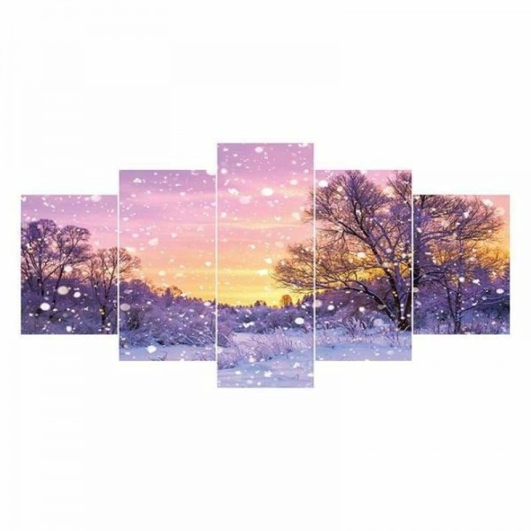 Volledige boor - 5D DIY Diamond Painting Kits Multi Panel Winterlandschap