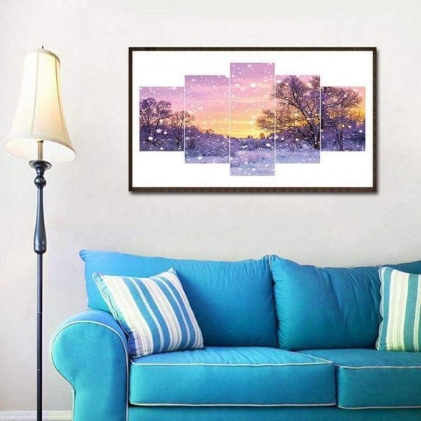 Volledige boor - 5D DIY Diamond Painting Kits Multi Panel Winterlandschap