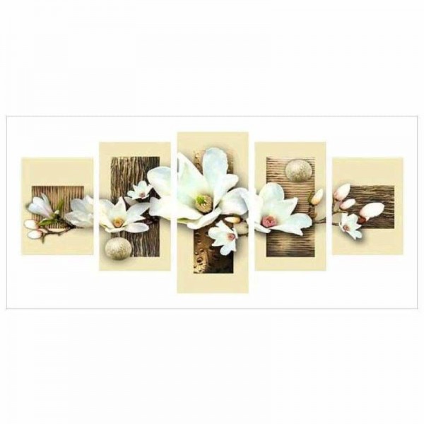 Volledige boor - 5D DIY Diamond Painting Kits Multi Panel White Flowers