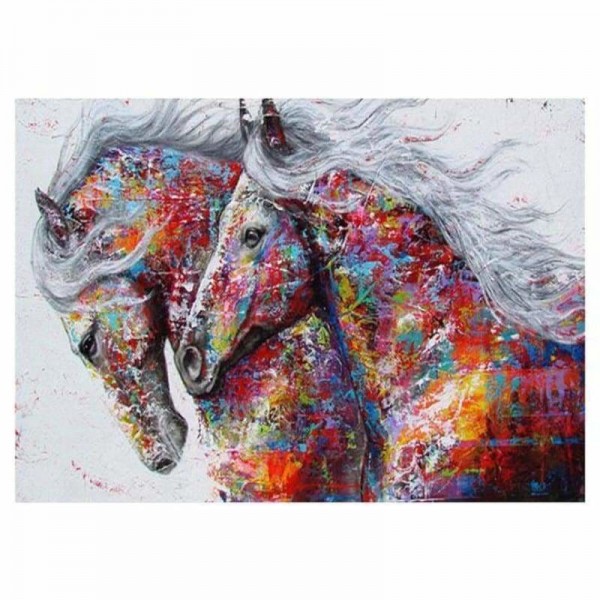 Kleurrijke moderne paarden kunst
