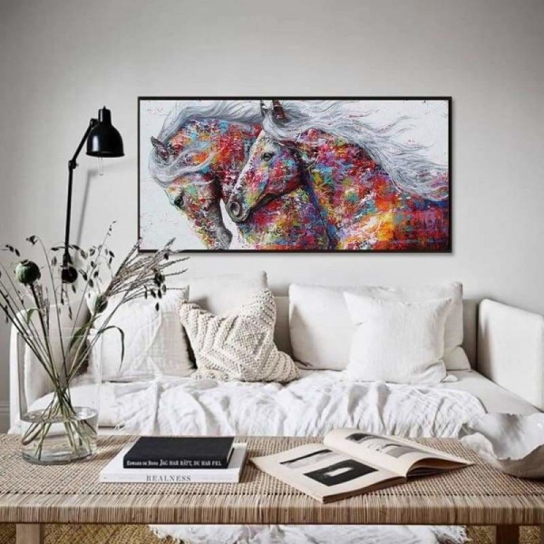 Kleurrijke moderne paarden kunst