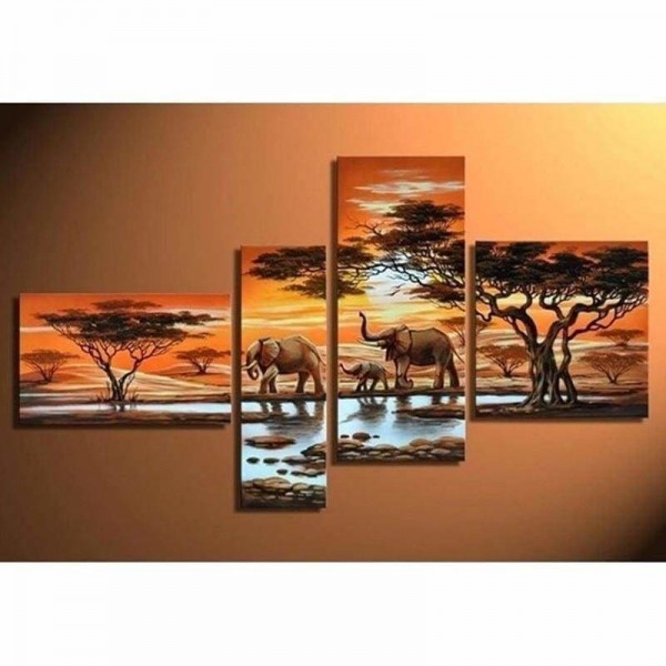 Volledige boor - 5D DIY Diamond Painting Kits Elephant Family Multi