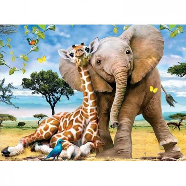 Giraffe en olifant vriendjes