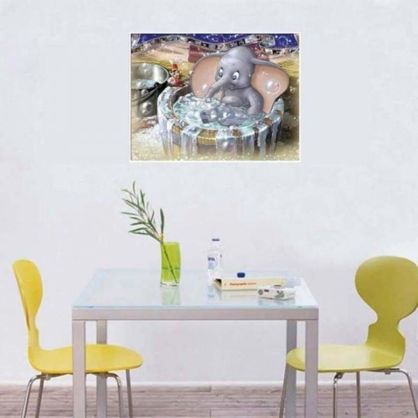Volledige boor - 5D DIY Diamond Painting Kits Cute Cartoon Elephant Bath