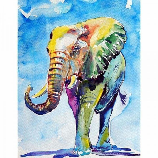 Volledige boor - 5D DIY Diamond Painting Kits Aquarel kleurrijke olifant