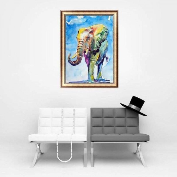 Volledige boor - 5D DIY Diamond Painting Kits Aquarel kleurrijke olifant