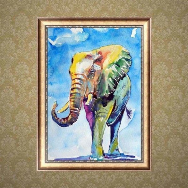 Volledige boor - 5D DIY Diamond Painting Kits Aquarel kleurrijke olifant