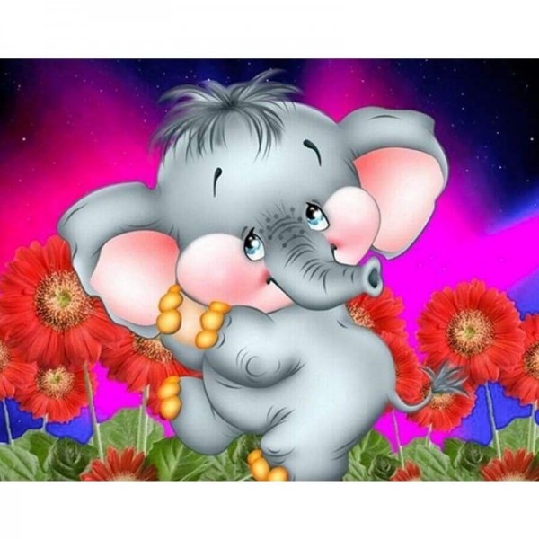 Babyolifant Cartoon - Volledige boor diamant schilderij