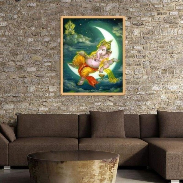 Volledige boor - 5D DIY Diamond Painting Kits Hindoeïsme standbeeld liggend op de maan