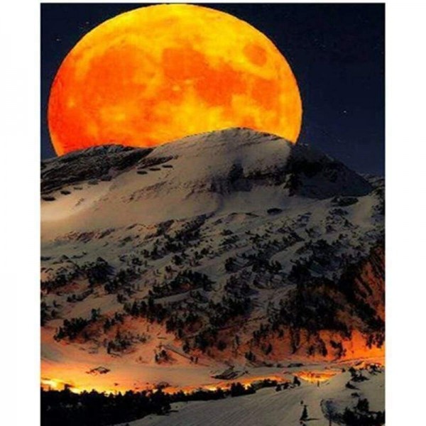 Volledige boor - 5D DIY Diamond Painting Kits Beautiful Red Moon Mountain