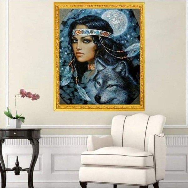 Volledige boor - 5D Diamond Painting Moon Beauty & Animal