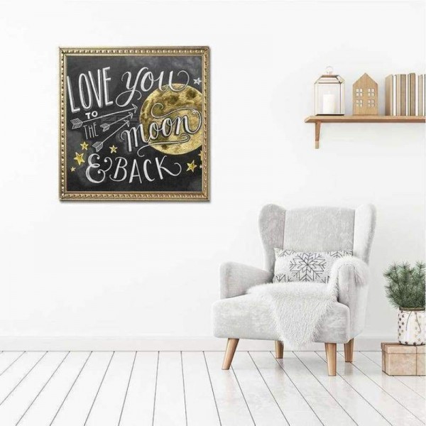 Volledige boor - 5D DIY Diamond Painting Kits Love You To The Moon Blackboard