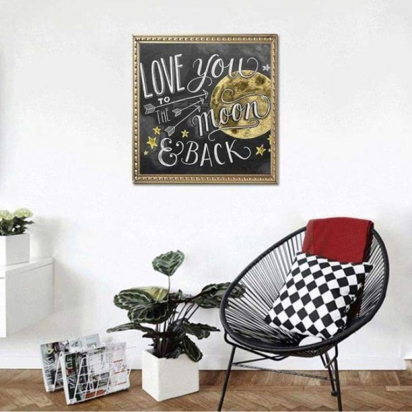 Volledige boor - 5D DIY Diamond Painting Kits Love You To The Moon Blackboard