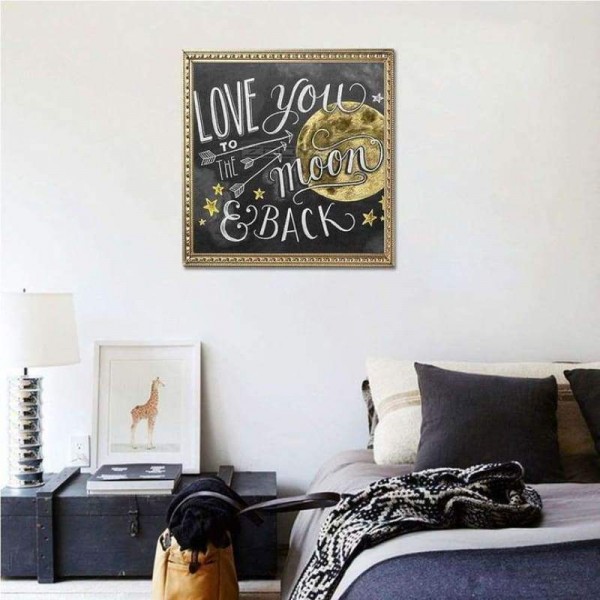 Volledige boor - 5D DIY Diamond Painting Kits Love You To The Moon Blackboard