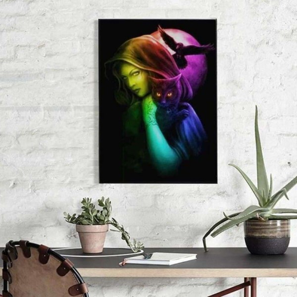 Volledige boor - 5D Diamond Painting Kits Moon Night Beauty and Cat