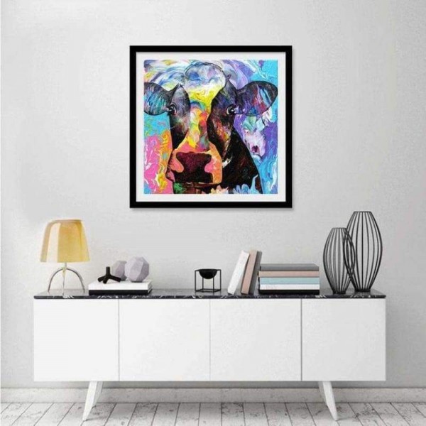 Volledige boor - 5D DIY Diamond Painting Kits Aquarel Farm Animal volgzame koe