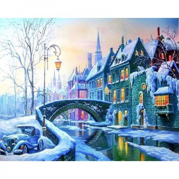 Volledige boor - 5D DIY Diamond Painting Kits Winterlandschap Sneeuwkasteel