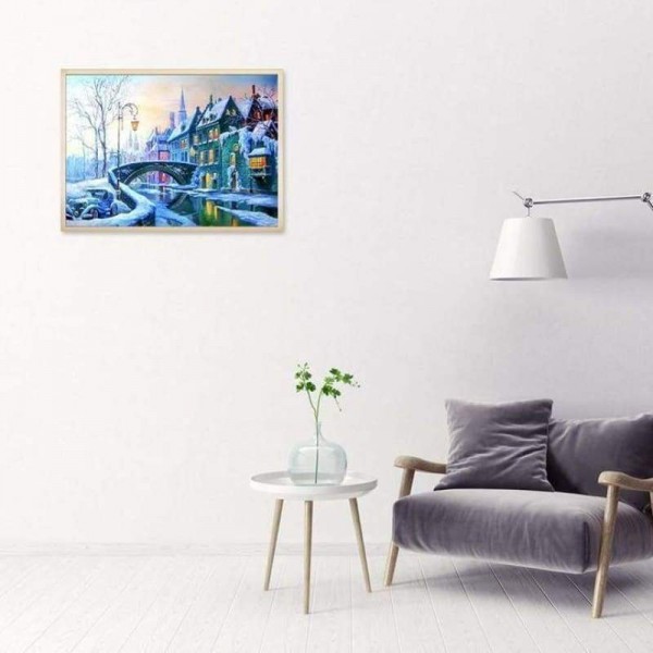 Volledige boor - 5D DIY Diamond Painting Kits Winterlandschap Sneeuwkasteel