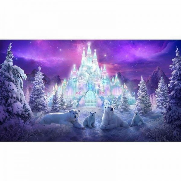 Volledige boor - 5D DIY Diamond Painting Kits Winter Snow Castle Polar Bears
