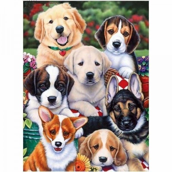 Volledige boor - 5D DIY Diamond Painting Kits Pet Cute Dogs Family