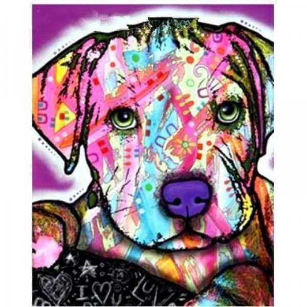 Volledige boor - 5D DIY Diamond Painting Kits Leuke kleurrijke hond
