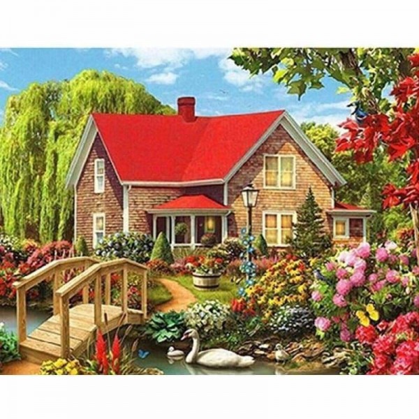 Cottage Garden - Diamant schilderij vol boor