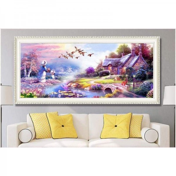 Volledige boor - 5D DIY Diamond Painting Kits Purple Garden Cottages