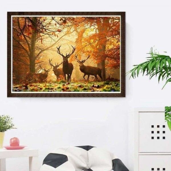 Volledige boor - 5D DIY Diamond Painting Kits Autumn Dream Animal Deers