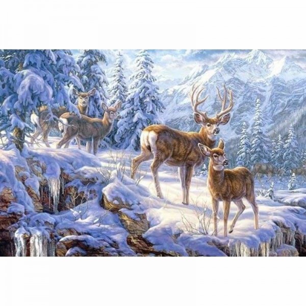 Volledige boor - 5D DIY Diamond Painting Kits Snow Deer Family