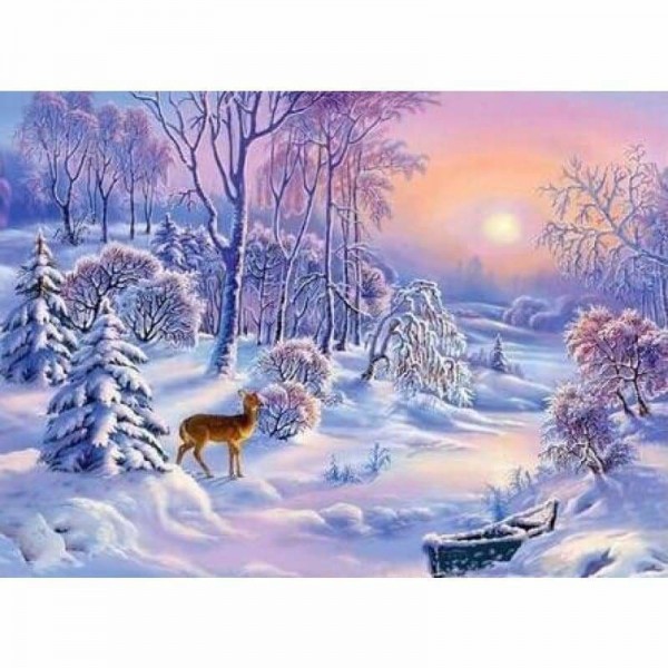 Volledige boor - 5D DIY Diamond Painting Kits Droomlandschap Natuurlijk Winterhert