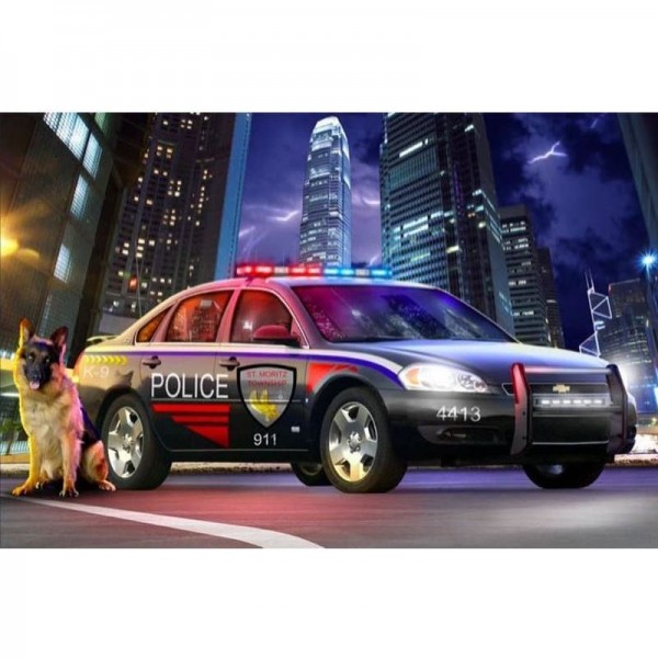 DIY Diamond Painting - Politiewagen en hond PIX-1317