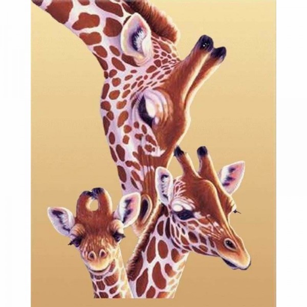 DOUBLE Full Vorm steentjes - 5D DIY Diamond Painting Kits Warm Giraffe Family