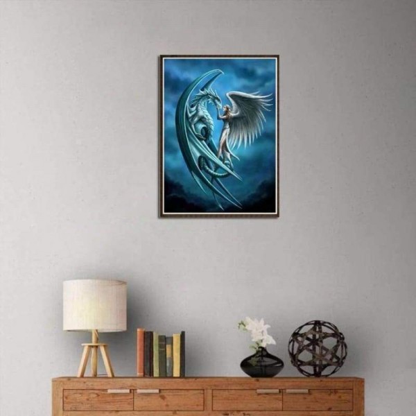 Volledige boor - 5D DIY Diamond Painting Kits Fantasy Blue Dragon Elf