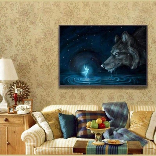 Volledige boor - 5D DIY Diamond Painting Kits Fantasy Dream Wolf Fairy