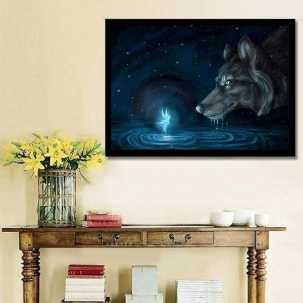 Volledige boor - 5D DIY Diamond Painting Kits Fantasy Dream Wolf Fairy