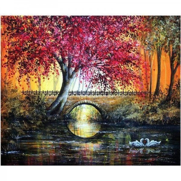 Full Drill - 5D DIY Diamond Painting Kits Fantasy Dream Autumn Landscape Nature Tree Forest