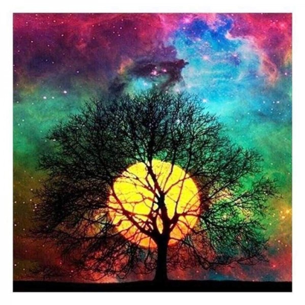 Full Drill - 5D Diamond Painting Kits Fantasy Sky Pretty Colourful Tree Moon