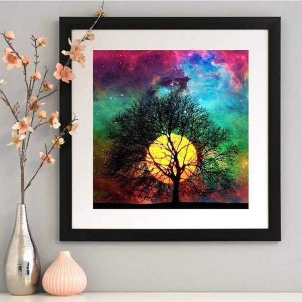 Full Drill - 5D Diamond Painting Kits Fantasy Sky Pretty Colourful Tree Moon
